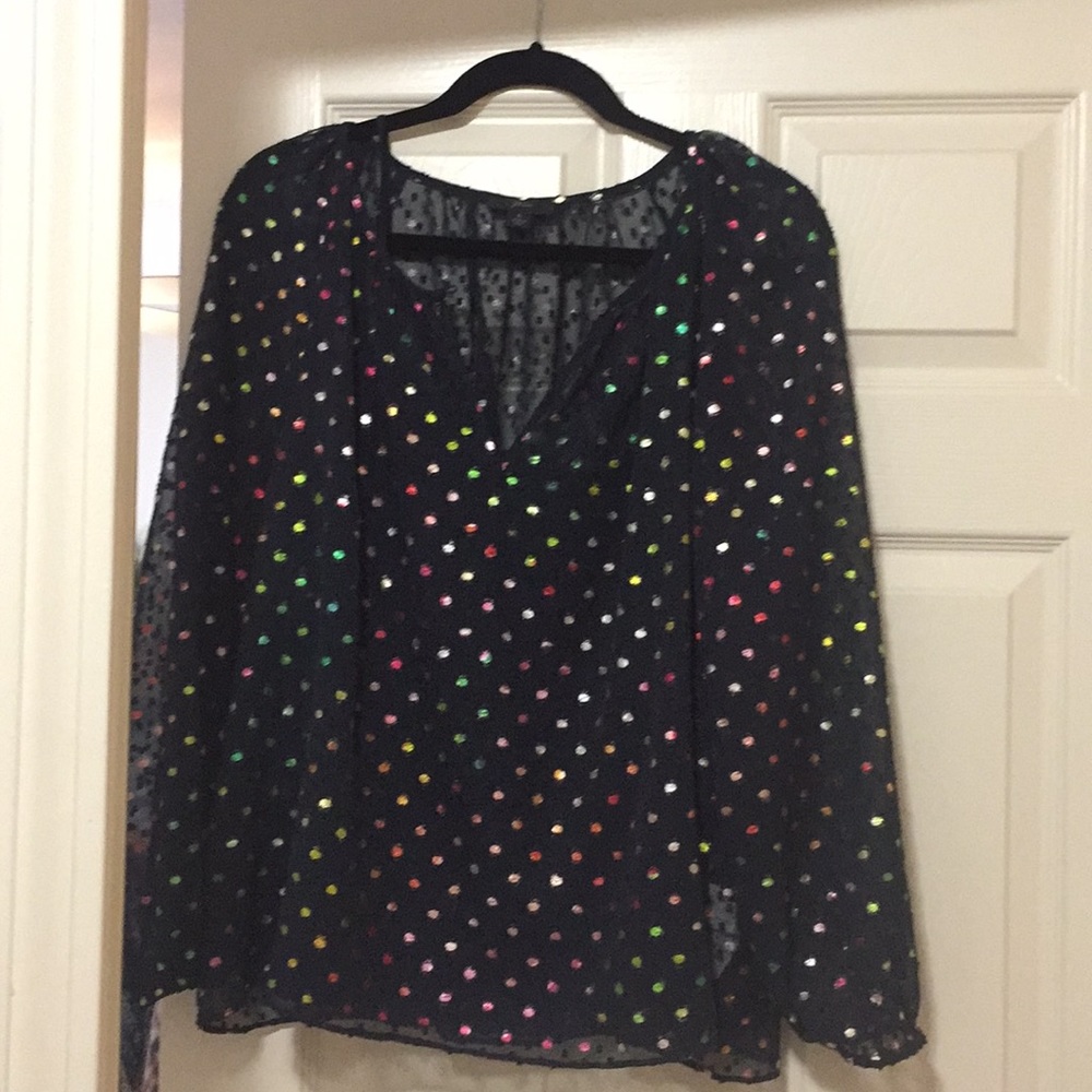 Beautiful jcrew navy sparkle dot blouse!